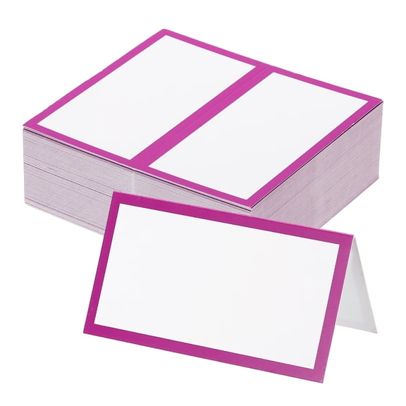 Uxcell 50Pcs Table Place Cards, 3.5 x 2 Inches Blank Name Place Cards for Table Setting Wedding Reception, Purple