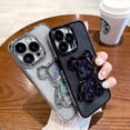 thumbnail image 4 of Electroplated for iPhone 13 Pro Max Case for Women Girls Luxury Liquid Quicksand Case with Camera Protector Glitter Sparkly Bear Slim Shockproof Rubber Protecive Case (Black), 4 of 6