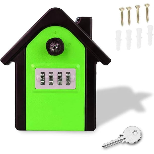 Caja de bloqueo de llaves para montaje en pared, caja de seguridad con llave combinada de 4 dígitos para llaves de repuesto de la casa, código reiniciable resistente a la intemperie para int
