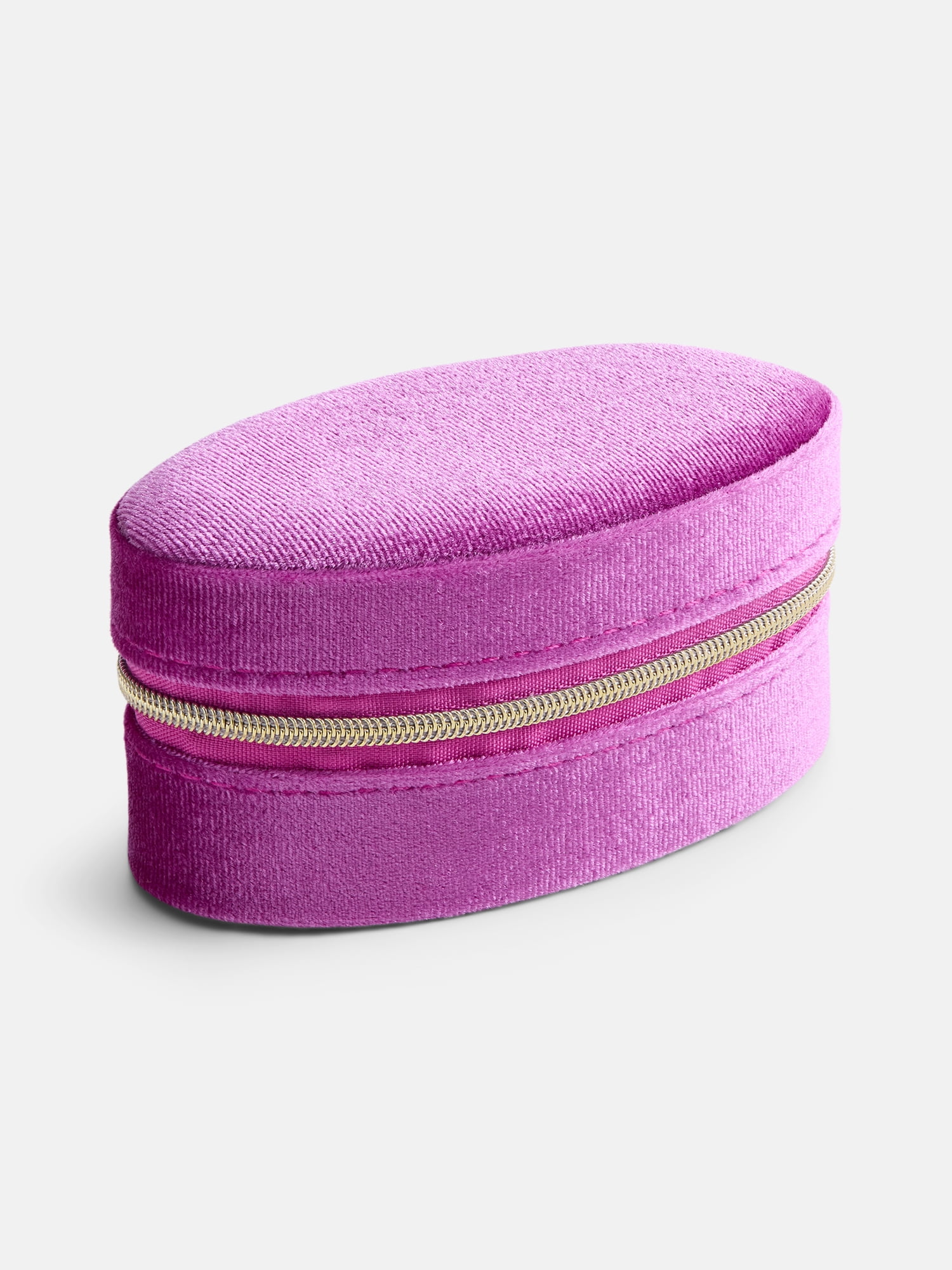 Scenario Women's Oval Zippered Velvet Jewelry Organizer, Magenta