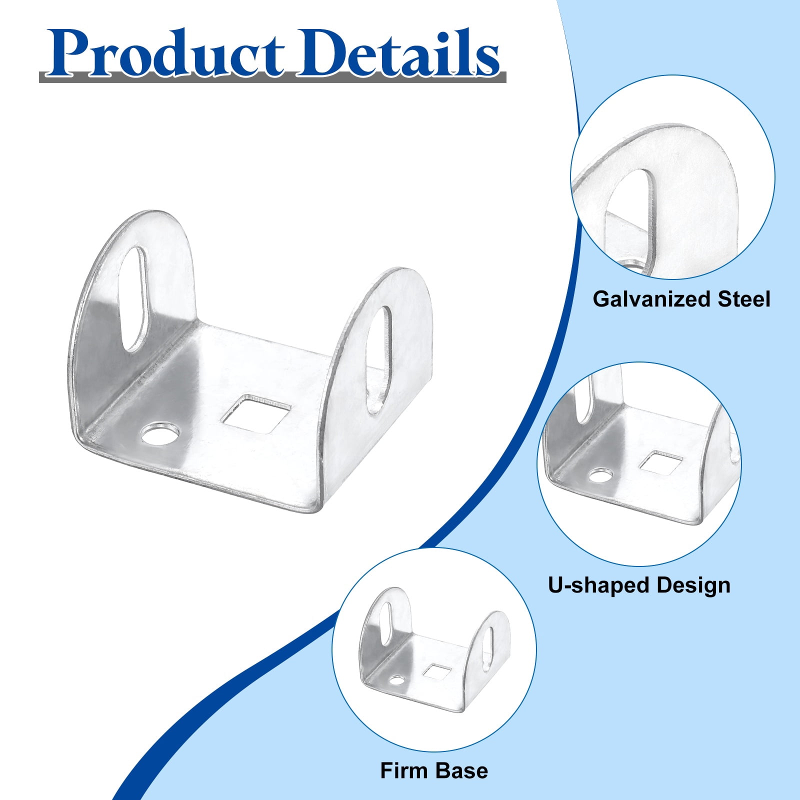 Uxcell 20 Pcs U Bracket for 1.81" Panels, 44 x 49.5 x 33mm Metal U Shaped Fasteners Brackets for Guardrail or Partitions Connection, Silver