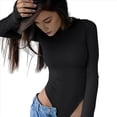 thumbnail image 3 of Body de Larga con Cuello Redondo para Mujer, Top con Tacto de Segunda Piel Negro M, 3 of 8