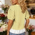 thumbnail image 4 of Fewfanhot Womens Tops Puff Sleeve Crewneck T Shirts Dressy Casual Blouses Spring Outfits Fashion Clothes, 4 of 6