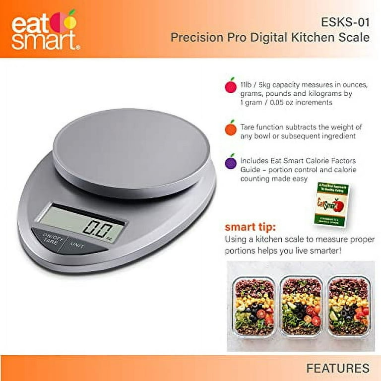 EatSmart ESKS-01 Precision Pro Digital Kitchen Scale, Silver 