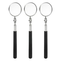 3pcs Telescoping Inspection Mirror 2" Round 9.6" to 37.8" 360 Degree Stainless Steel Inspection Swivel Head Extendable Mirrors with Pocket Clip for Technicians Mechanics, Black