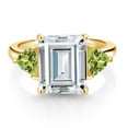 thumbnail image 2 of Gem Stone King 18K Yellow Gold Plated Silver Green Peridot Ring Set with Moissanite (8.34 Cttw), 2 of 3