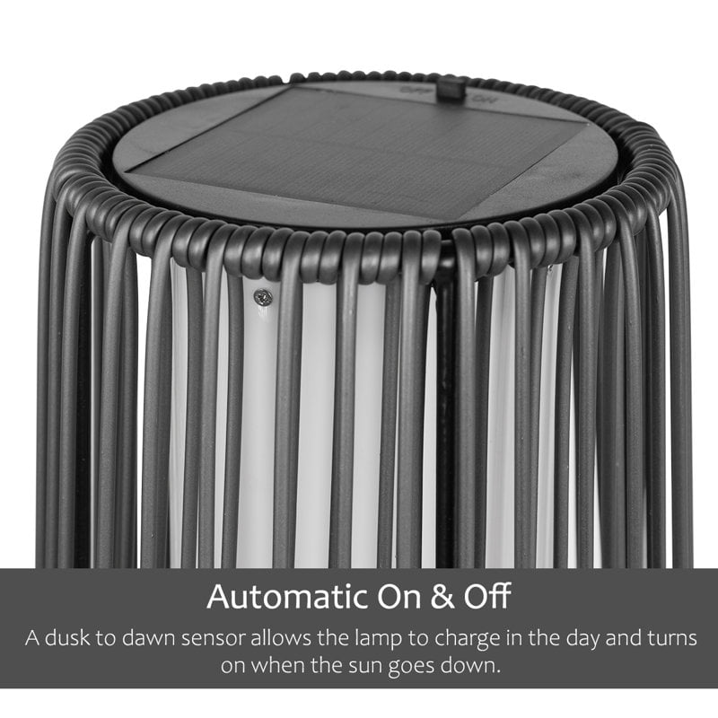 Solar Floor Lamp Outdoor, Waterproof Rattan Solar Lantern Lights for Patio, Yard, Garden, Lawn, Porch, Pathway Decorations, Auto Shut-off, Gray