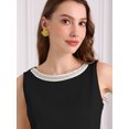 thumbnail image 4 of DARING DIVA Women's Boat Neck Sheath Sleeveless Work Rhinestone Dress L Black, 4 of 5