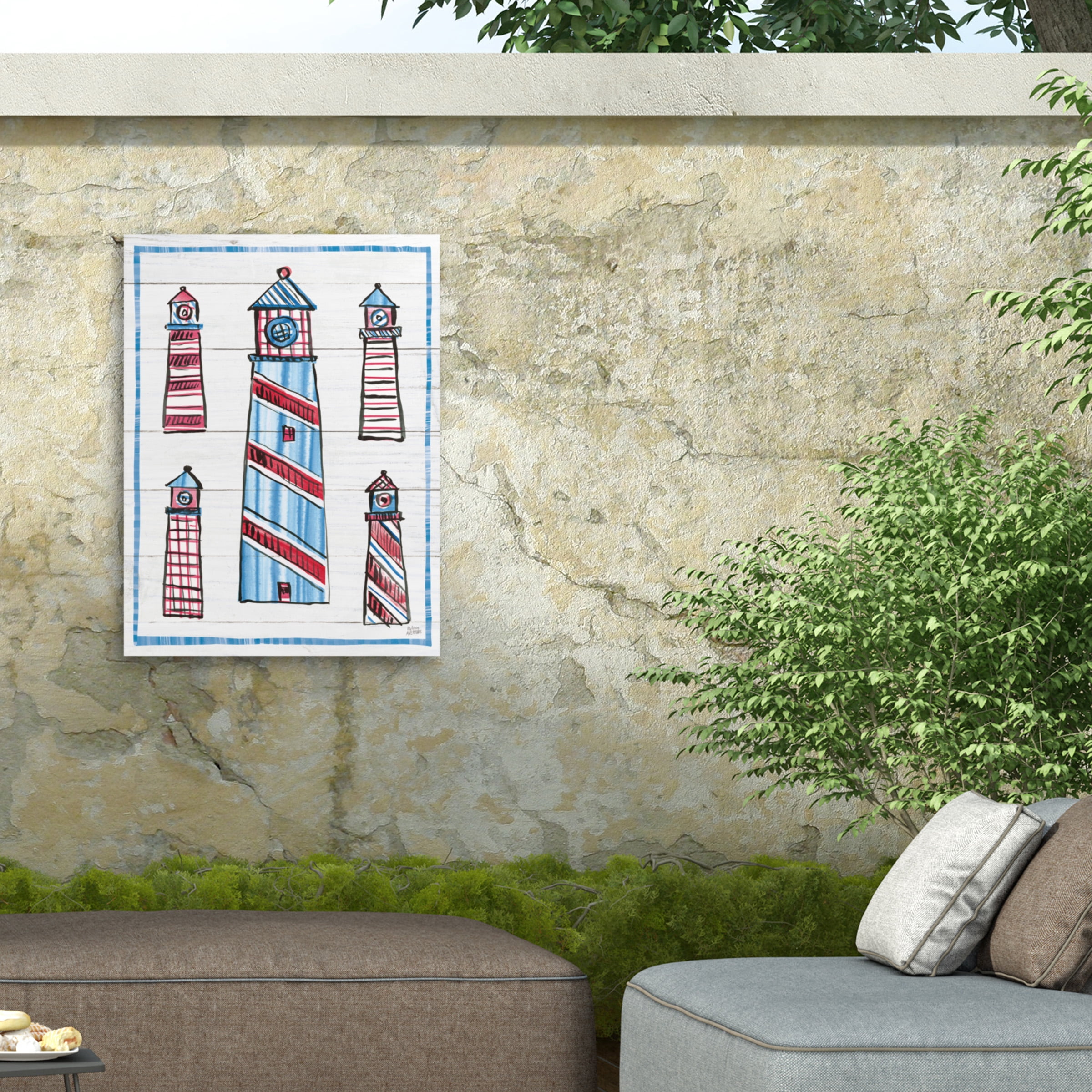 Melissa Averinos 'Coastal Americana II Shiplap' Outdoor Canvas 47x47