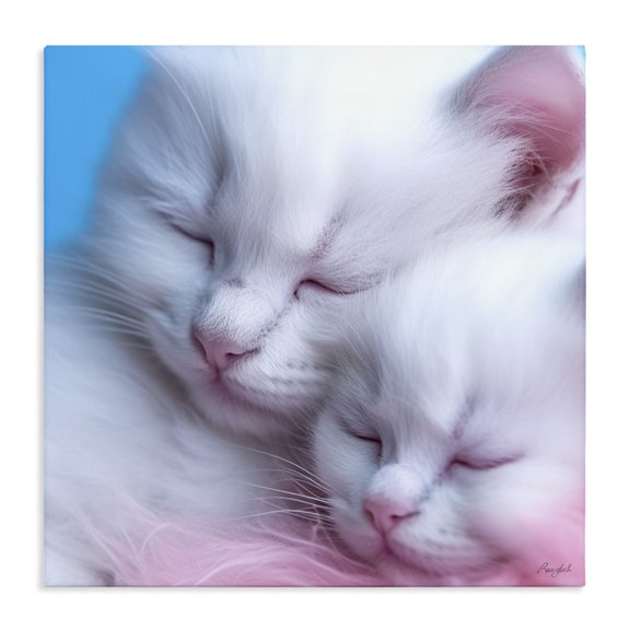 Stupell Industries Contemporary Tucked In White Cats Canvas Art, 17 x 17, by Roozbeh