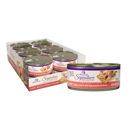 UPC: 0076344050643 | Wellness CORE Signature Selects Grain Free Canned Cat Food Flaked Skipjack Tuna & Wild Salmon in Broth 5.3 Ounces (Pack of 12)