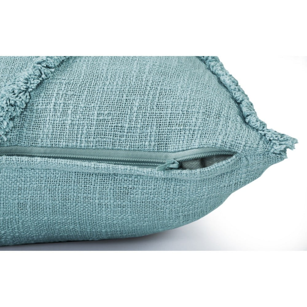 Ox Bay Sara 20" x 20" Canal Blue Shag Diamond Cotton Adult Decorative Throw Pillow