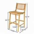 thumbnail image 3 of Christopher Knight Home 29.75" Outdoor Barstools, Wood Frame with Wicker Seating, Teak+Brown, Set of 2, 3 of 13