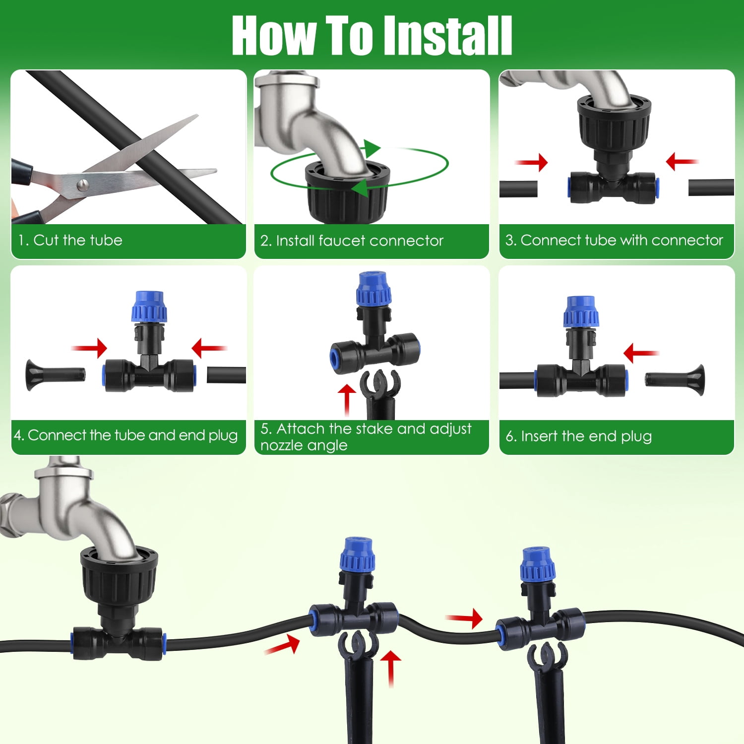 (Weiyi-EC)-- 75FT Mist Drip Irrigation System With Adjustable Misting Nozzle Quick Connect Automatic Garden Watering System For Garden Lawn Patio Flower Bed **--（ 87]';jk）