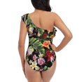 thumbnail image 5 of Gaeub Watercolor Tropical Flowers Women's One Shoulder Ruffle Tummy Control Swimwear for Swimming Surfing Beach Party - XX-Large, 5 of 8