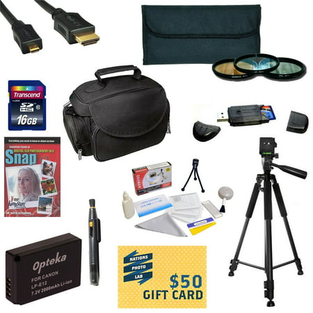 Best Value Kit for Canon M Rebel SL1 Includes 16GB SDHC Card +  Battery + Charger + 3 Piece Pro Filter Kit + HDMI Cable + Gadget Bag +Tripod + Lens Pen + Cleaning Kit + DSLR DVD + $50 Gift Card +