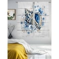 thumbnail image 4 of Summer Conch Sheer Curtains 72 Inch Long 2 Panels, Ocean Underwater Shell Flower Wood Grain Coastal Light Filtering Rod Pocket Curtains, Sheer Voile Drapes for Living Room Bedroom, 52"x72", 4 of 8