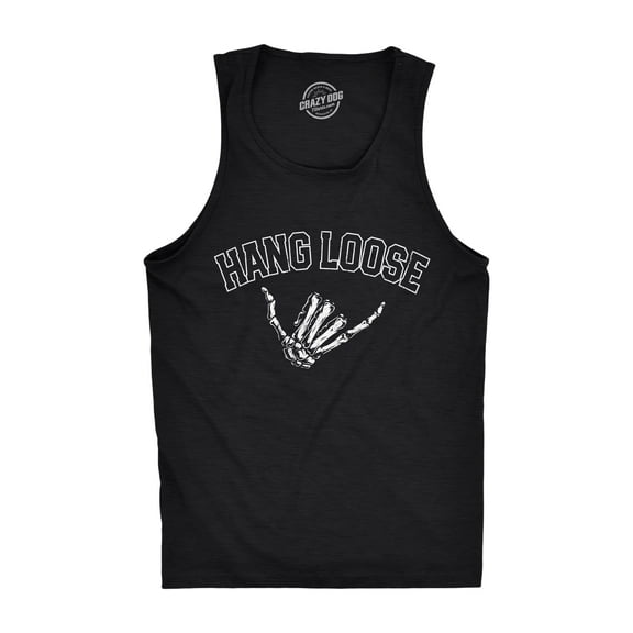 Mens Hang Loose Fitness Tank Funny Sarcastic Skeleton Bones Shaka Sign Graphic Shirt for Guys
