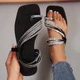 thumbnail image 2 of Xucatan Women's Gold Glitter Thong Sandals, Rhinestone Embellished Flat Open Toe Shoes with Cushioned Sole, Sparkly Casual Summer Beach Footwear, Versatile Design for Spring Outdoor Gift, 2 of 5