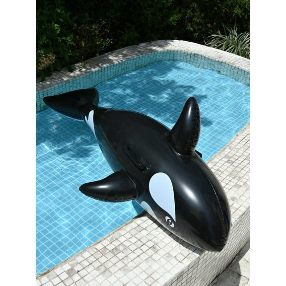 1pc Inflatable Black Orca Whale Floating Pool Float Water Lounge Raft For Swimming Pool And Beach Party Perfect Summer Gift