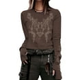 thumbnail image 1 of Faithtur T-Shirt Décontracté pour Femmes Col Rond Manches Longues Motif Totem Vintage Imprimé Tops Bas Tee Outwear, 1 of 2
