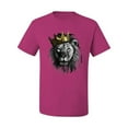 thumbnail image 2 of Wild Bobby, King Lion with Gold Crown Art, Animal Lover, Men Graphic Tee, Fuschia, 4X-Large, 2 of 4