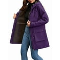 thumbnail image 2 of Women Waterproof Softshell Jackets Warm Fleece Lined Coats with Hood Long Rain Jacket Dark Purple S, 2 of 8