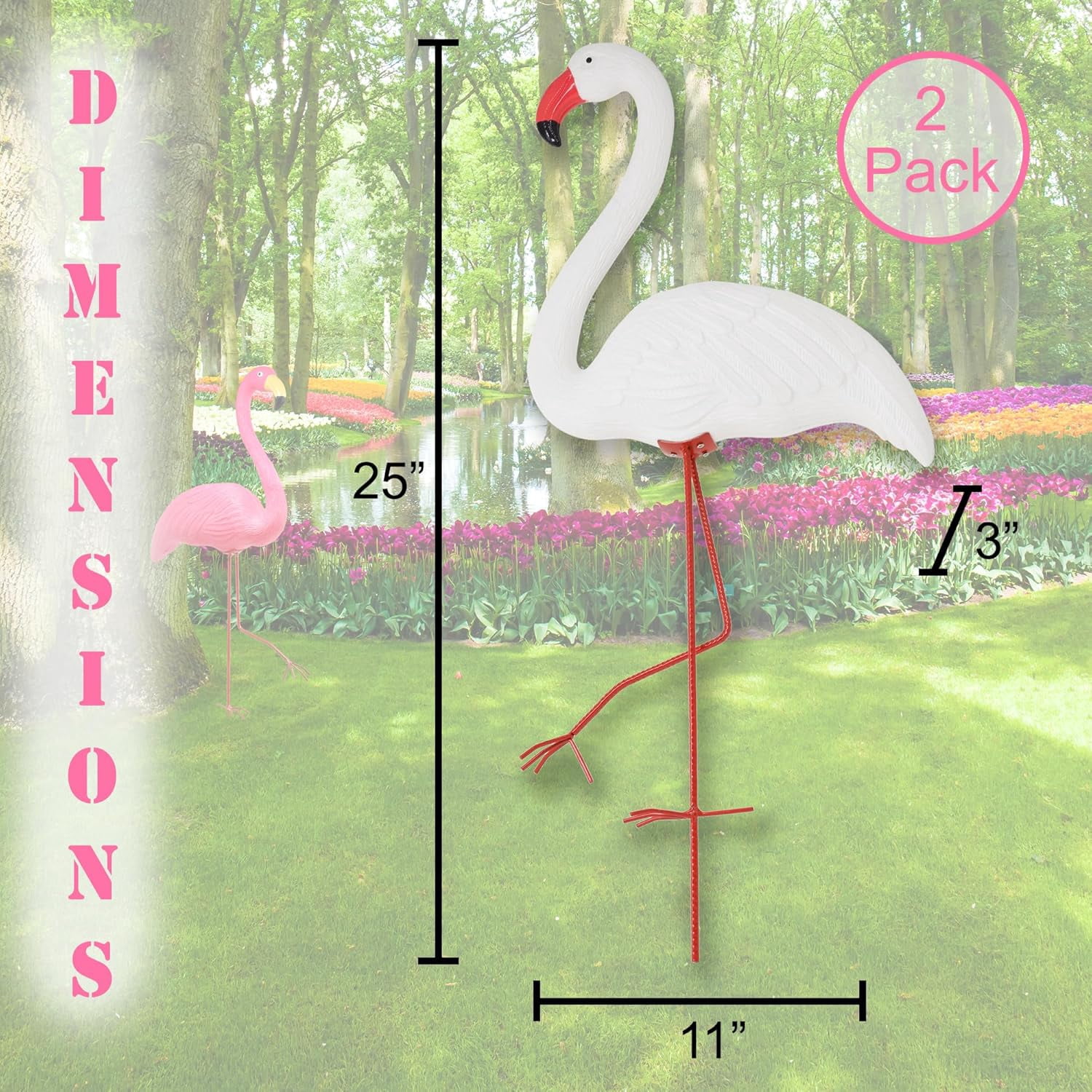 White Flamingo Yard Decorations Pack of 2 Flamingo Decor Ornaments for Outdoor Lawn and Garden