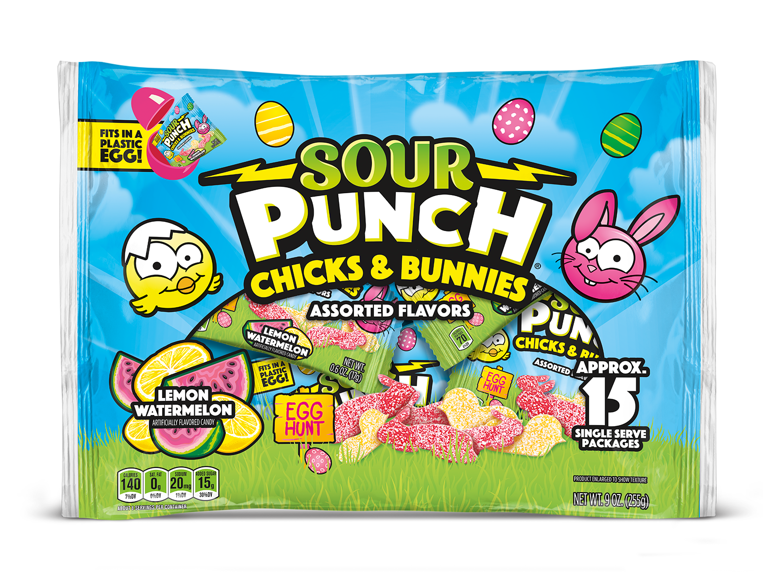 SOUR PUNCH Chicks & Bunnies Easter Candy, 9oz Bag