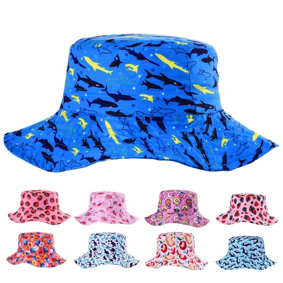 Beach Kids Sun Hat Protection Wide Brim Summer Bucket Hats Cute Fishing Hats for Girls Boys