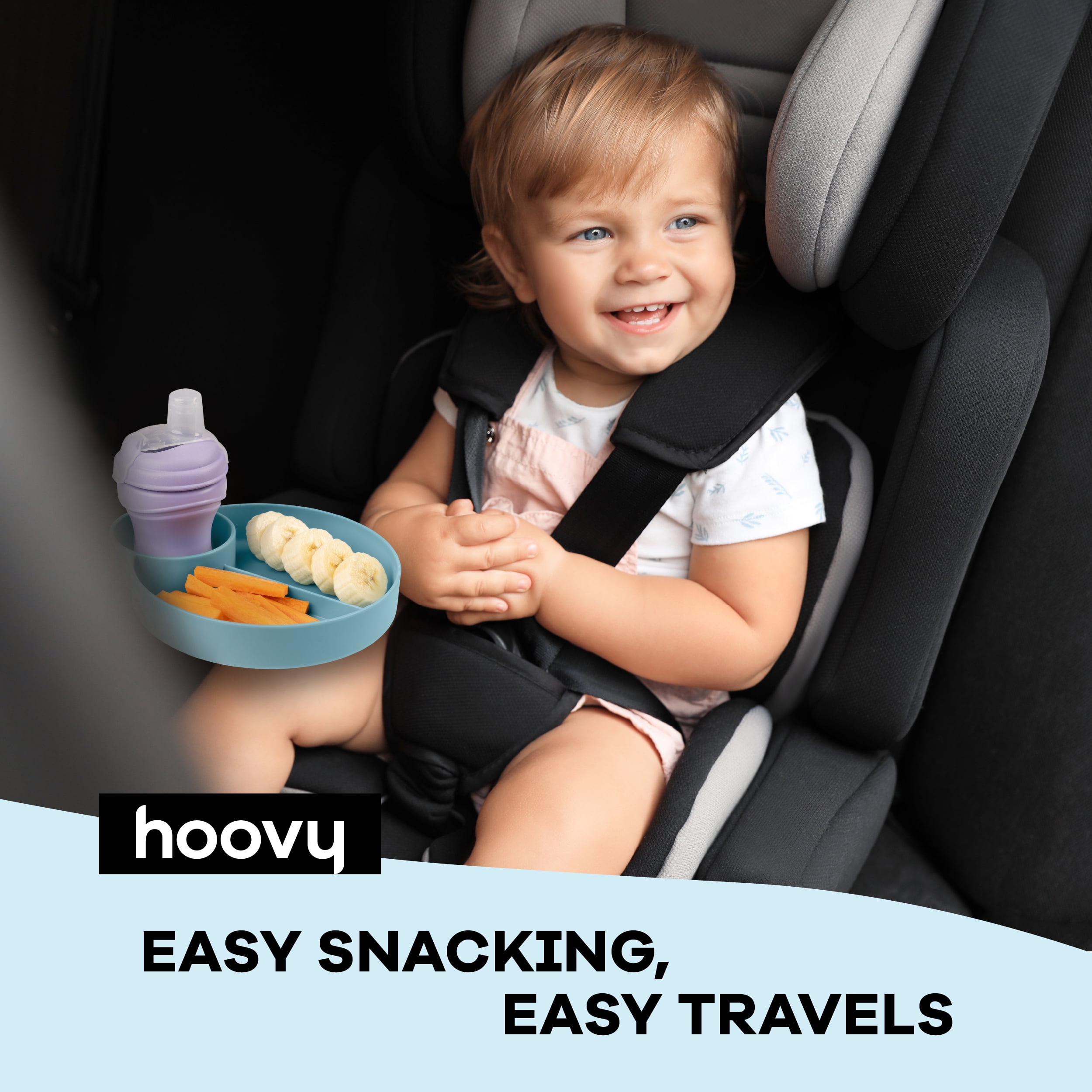 Hoovy Travel Snacker Toddler Car Seat Snack Tray Mess Free Aquamarine Unisex