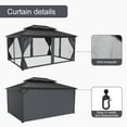 thumbnail image 2 of Twister.CK 12x16ft Gazebo, Hardtop Double Roof Canopy with Netting and Curtains, Outdoor Galvanized Iron Aluminum Frame Garden Tent for Patio, Backyard, Deck, Lawns, Gray, 2 of 5