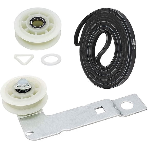 661570 & 279640 & W10837240 Dryer Idler Pulley Assembly with Bracket and Dryer Drum Belt Compatible with WhirlPool Replaces 3387372 PS11726337 W10547287