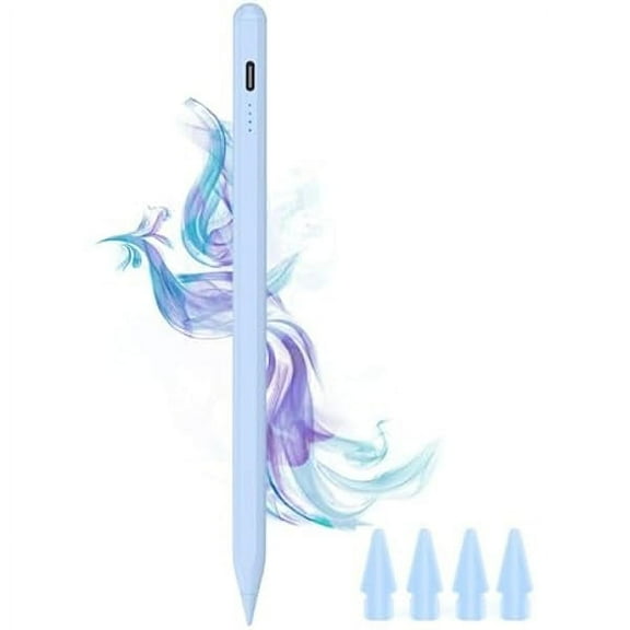 Stylus Pen for iPad 9th&10th - Type-c Charging Pencil for ipad Palm Rejection Active Pen Compatible with (2018-2025) Apple iPad 6/7/8/9/10/11(A16), Air 3/4/5/M2/M3, Mini 5/6, Pro 11"/12.9"/M4（Blue）