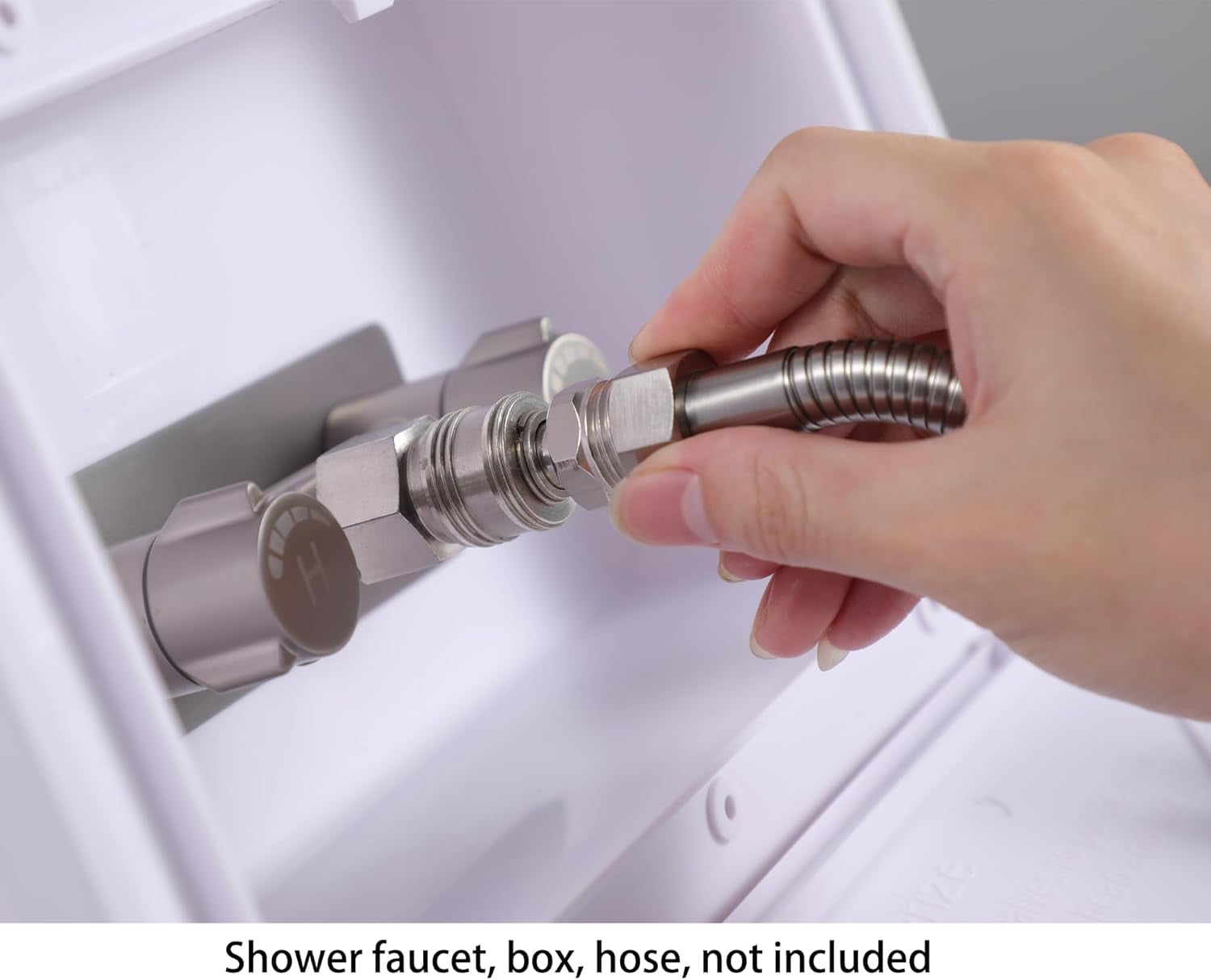 G-Sunny RV Exterior Quick Connector Hose Fitting,with 1/2 "Shower Hose Adapter and 3/4" Garden Hose Adapter,for RV Exterior Shower Faucet Connect Shower Hose and Garden Hose(Brushed Nickel)