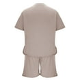 thumbnail image 3 of Men's Short Sleeve Tracksuit, Summer Casual T Shirt and Shorts Set with Pockets Oversize Two Piece Casual Daily Athletic Set Pant Sets Women 2 Piece Outfits Beige M, 3 of 5
