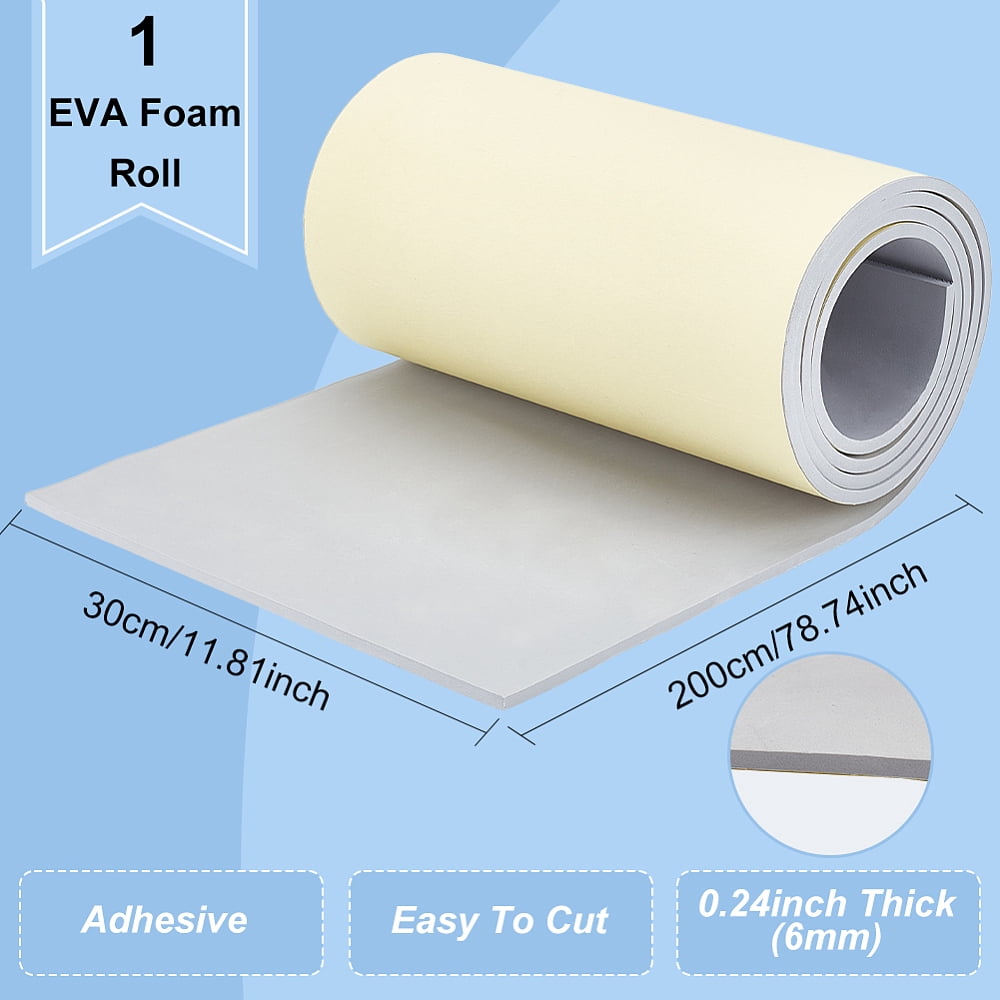 Adhesive EVA Foam Sheets for Art Supplies Paper Scrapbooking Cosplay Foamie Crafts Light Grey 300x6mm 2m/roll