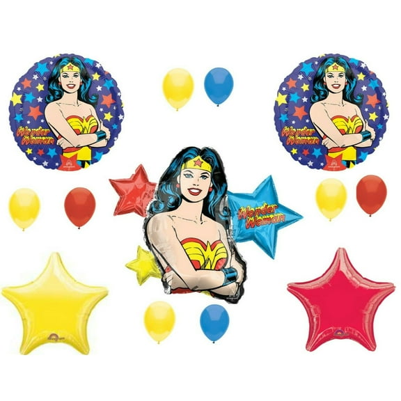 Wonder Woman 13 pc Happy Birthday Party Balloons Decorations Supplies Super Hero…