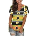 thumbnail image 2 of Youyipin Womens Tops Womens Print Shirt African Dashiki Short Sleeve V Neck Loose Tunic Tops Spring Tops For Women, 2 of 5