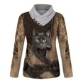 thumbnail image 3 of Pntutb Mujeres Casual tops Cruz Cuello en V Botones Impresión Manga Larga Suéteres Blusa Pntutb Pntutb-7071, 3 of 4
