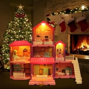 Carsky 36 inch Dollhouse Playset Girl Toys, 11 Rooms with Doll Toy Figures Toddler Playhouse Christmas Birthday Gifts for 3 4 5 6 7 Year Old Girls