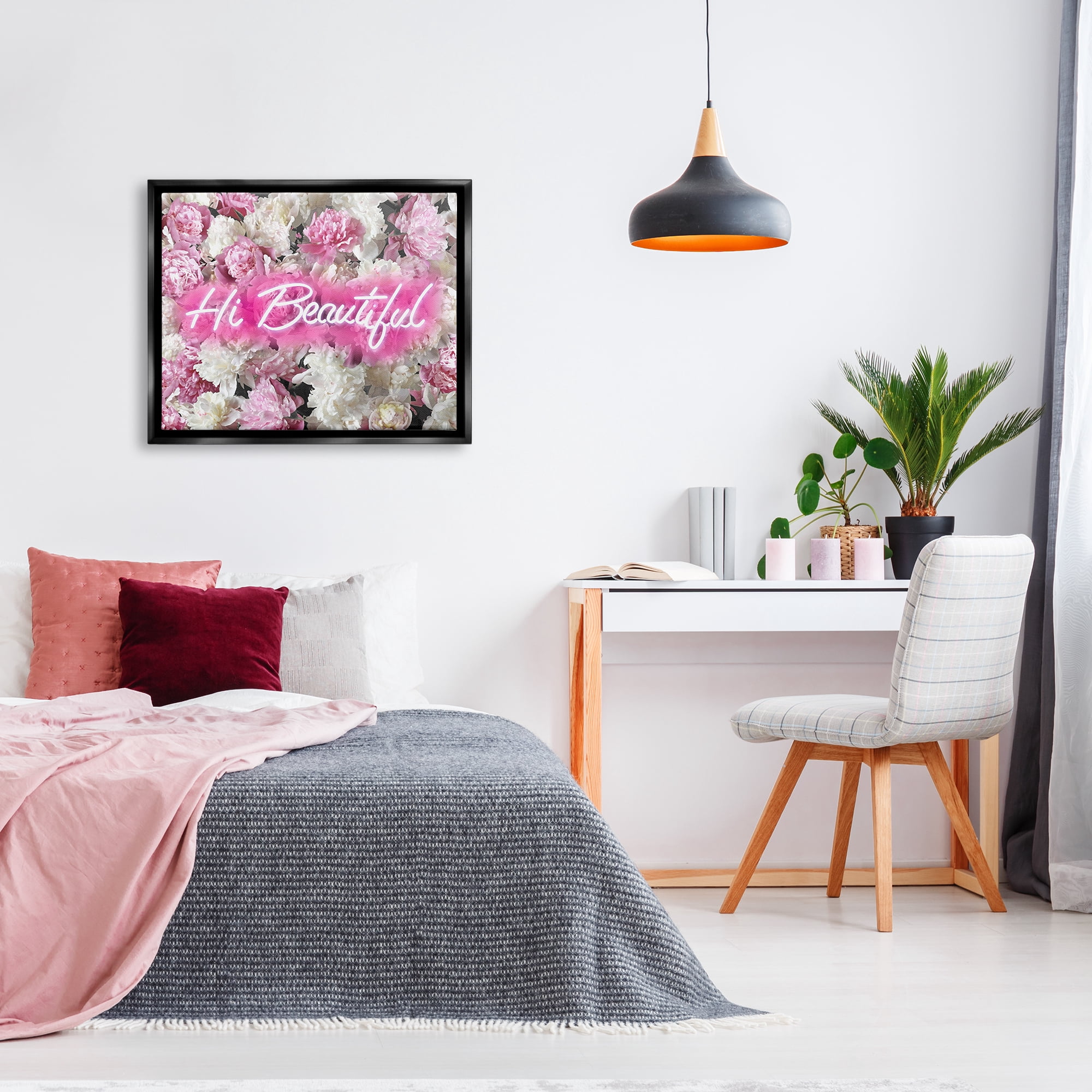 Stupell Industries Hi Beautiful Florals Botanical & Floral Painting Black Floater Framed Canvas Art Print Wall Art, 31 x 25