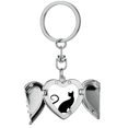 thumbnail image 1 of Elegant Black Cat Animal Outline Heart Angel Wing Key Chain Holder, 1 of 3