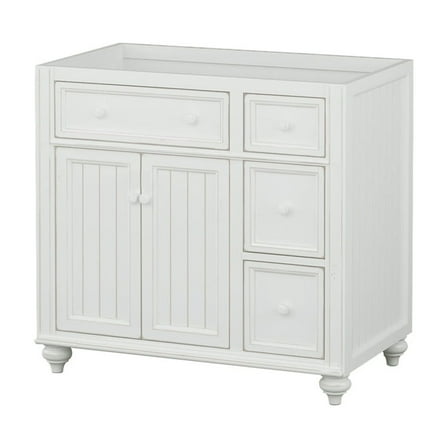 Bathroom Vanity Base, 36 Inch, White Finish, Coastal Style, Cottage Retreat