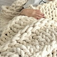 thumbnail image 3 of Chunky Knit Blanket Soft Warm Chunky Knit Blanket Throw Cozy Cable Knit Throw for Sofa, Bed, Baby/ Pets Blanket, Festival Gift, Home Decor, 3 of 8