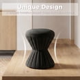 thumbnail image 5 of Leumius Velvet Ottoman,Upholstered Vanity Stool Chair,Sturdy Round Footstool for Makeup, Living Room, Bedroom, Entryway,Black, 5 of 8