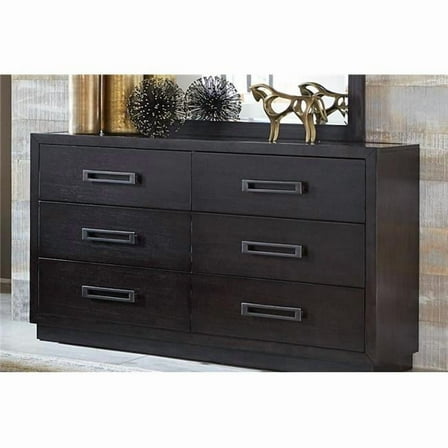 38 x 18 x 66 in. Larchmont Dresser with Glass Insert - Charcoal