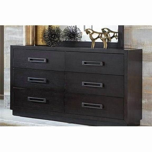 38 x 18 x 66 in. Larchmont Dresser with Glass Insert - Charcoal