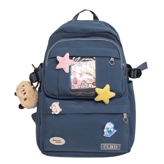 ZROVA Harajuku Solid Color Backpack 12.2"x5.1"x16.1" Nylon for High School College Travel