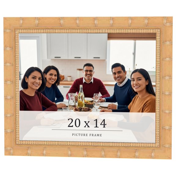 20x14 Light Brown Bamboo Real Wood Picture Frame Width 1.5 inches | Interior Frame Depth 0.5 inches